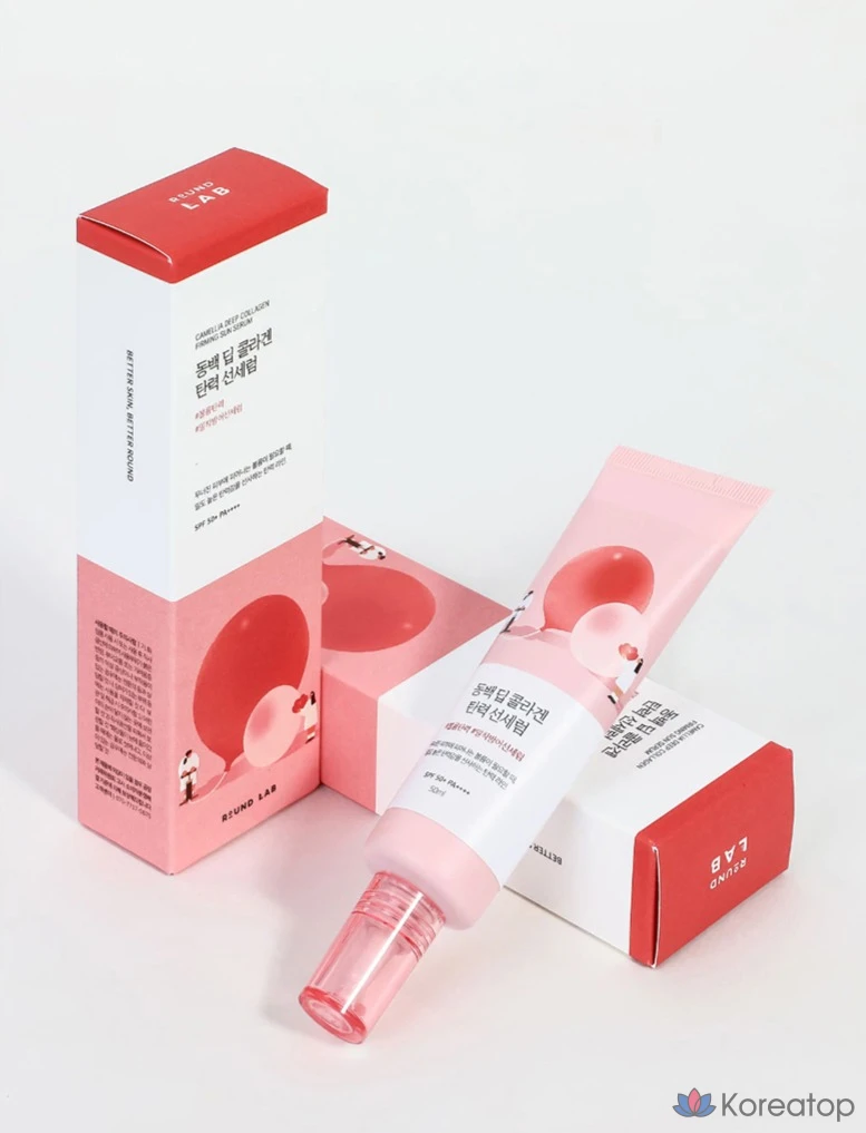 Солнцезащитная сыворотка Round Lab Camellia Deep Collagen Elasticity Sun Serum SPF50+ PA++++, 1 шт., 50 мл