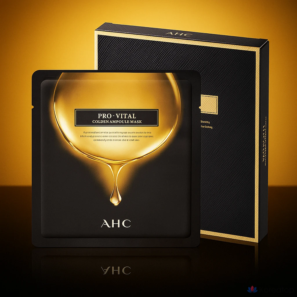 Набор из 4 ампульных масок AHC Pro Vital Golden Ampoule Mask Pack 25 мл (4 листа). 4 штуки, 5 комплектов.