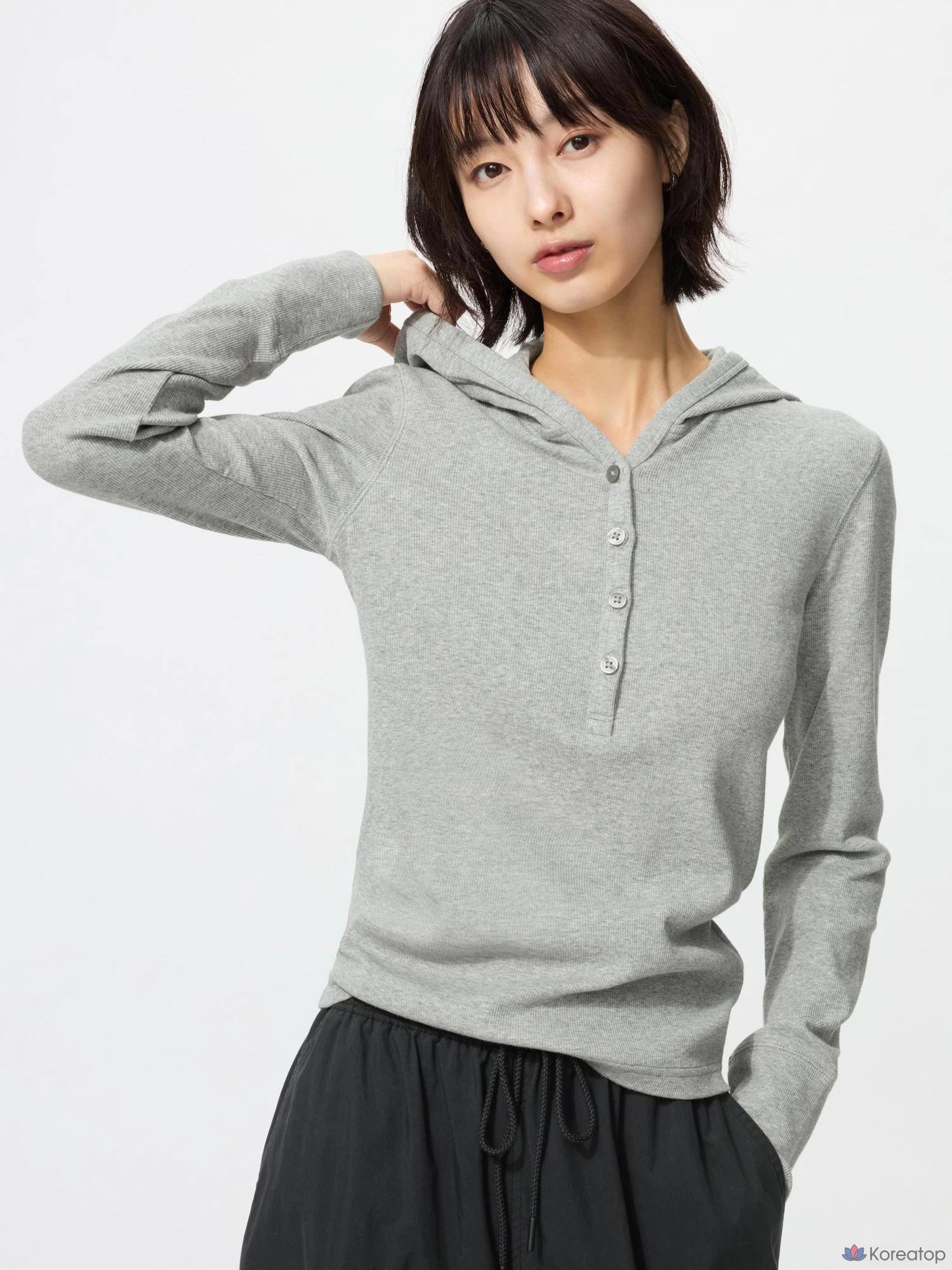 Лонгслив Uniqlo Hooded Rib T
