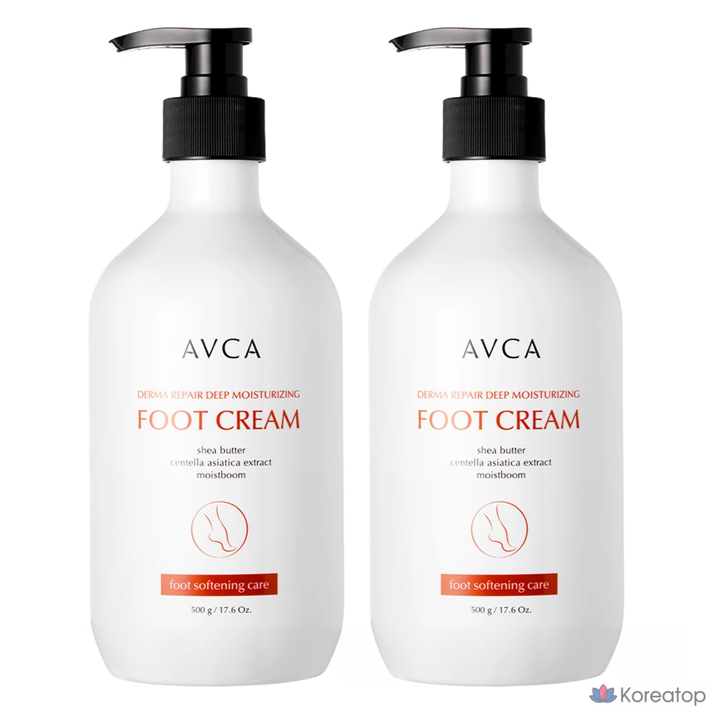 Высокоувлажняющий отшелушивающий крем для ног AVCA Derma Repair, 1 упаковка, 2 флакона, 500 мл