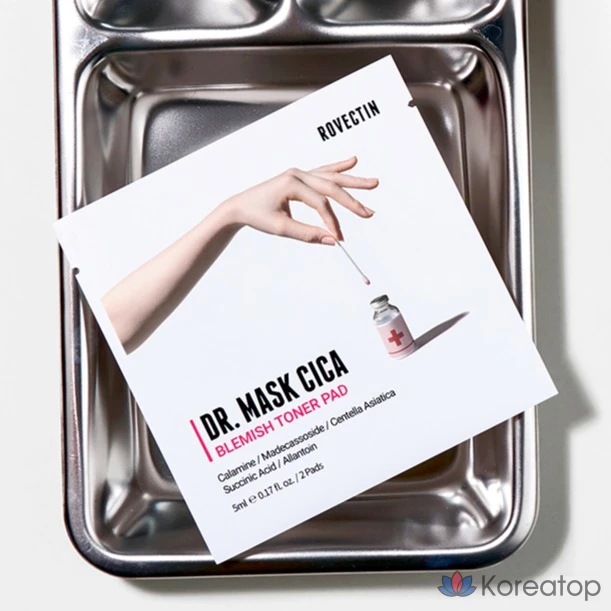 Тонизирующие подушечки для лица Rovectin Doctor Mask Cica, 70 листов, 4 упаковки, фото 7