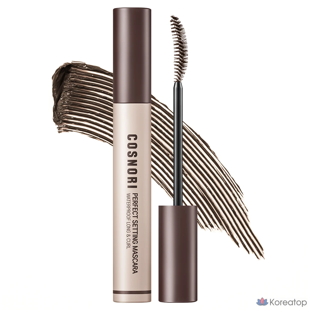 Водостойкая тушь для ресниц Cosnori Perfect Setting Waterproof Long & Curl Mascara, 7 мл, 1,5 шт., черный/коричневый, 1 шт.