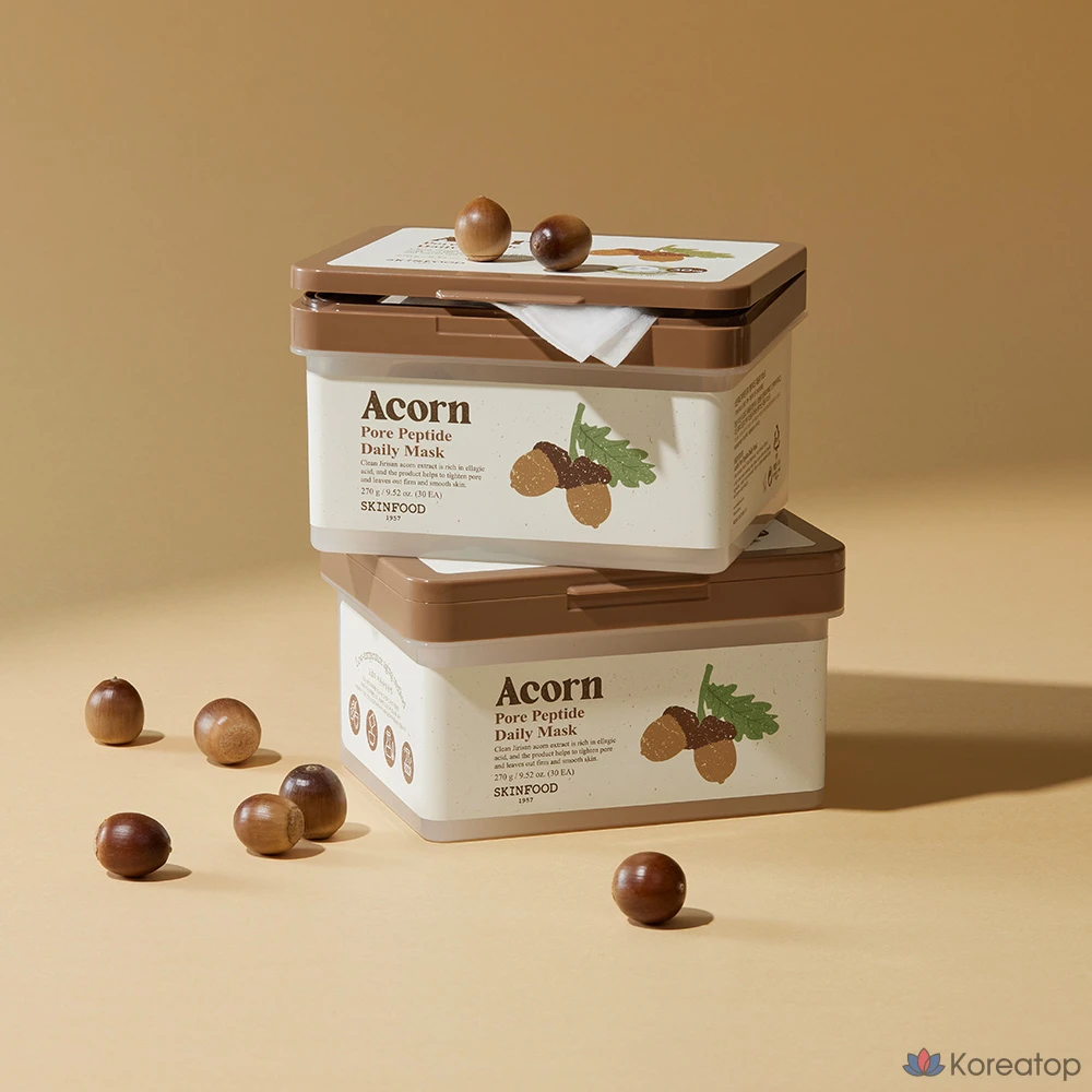 Маска для лица Skinfood Acorn Pore Peptide, 270 г, 30 штук, 6 упаковок., фото 3