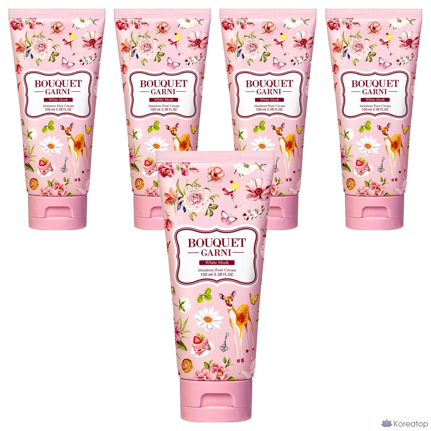 Увлажняющий отшелушивающий крем для ног Bouquet Garni «Белый мускус», 1 упаковка, 5 флаконов, 100 мл