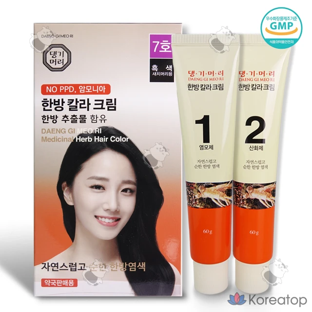 Краска для волос Danggi Meori Oriental Color Cream, № 7 - черный, 1 шт.