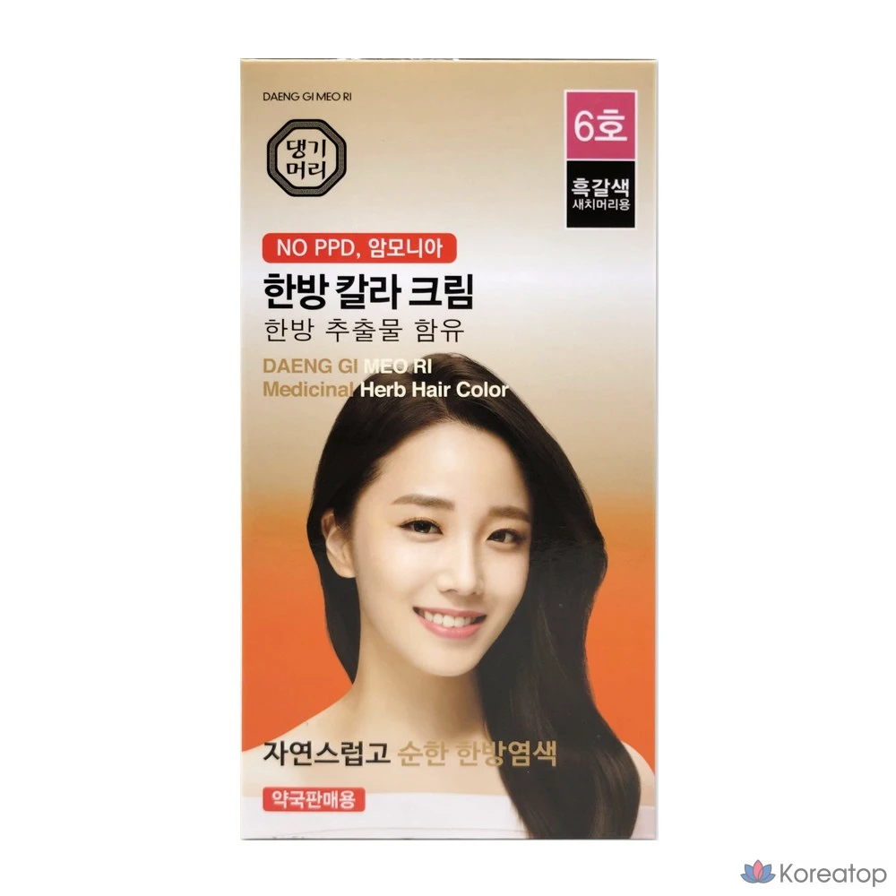 Цветной крем для волос Danggi Meori Oriental Medicine, № 6, черно-коричневый, 1 флакон.