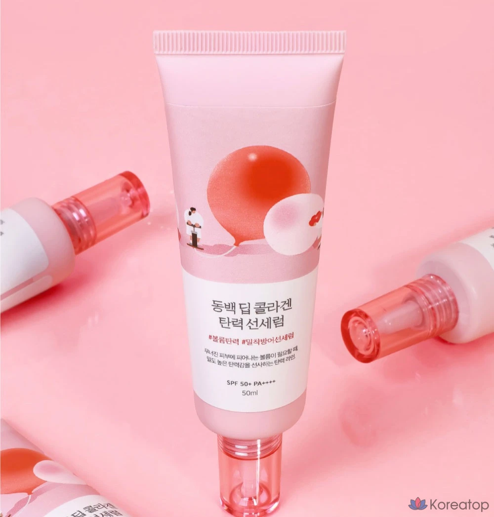 Солнцезащитная сыворотка Round Lab Camellia Deep Collagen Elasticity Sun Serum SPF50+ PA++++, 1 шт., 50 мл