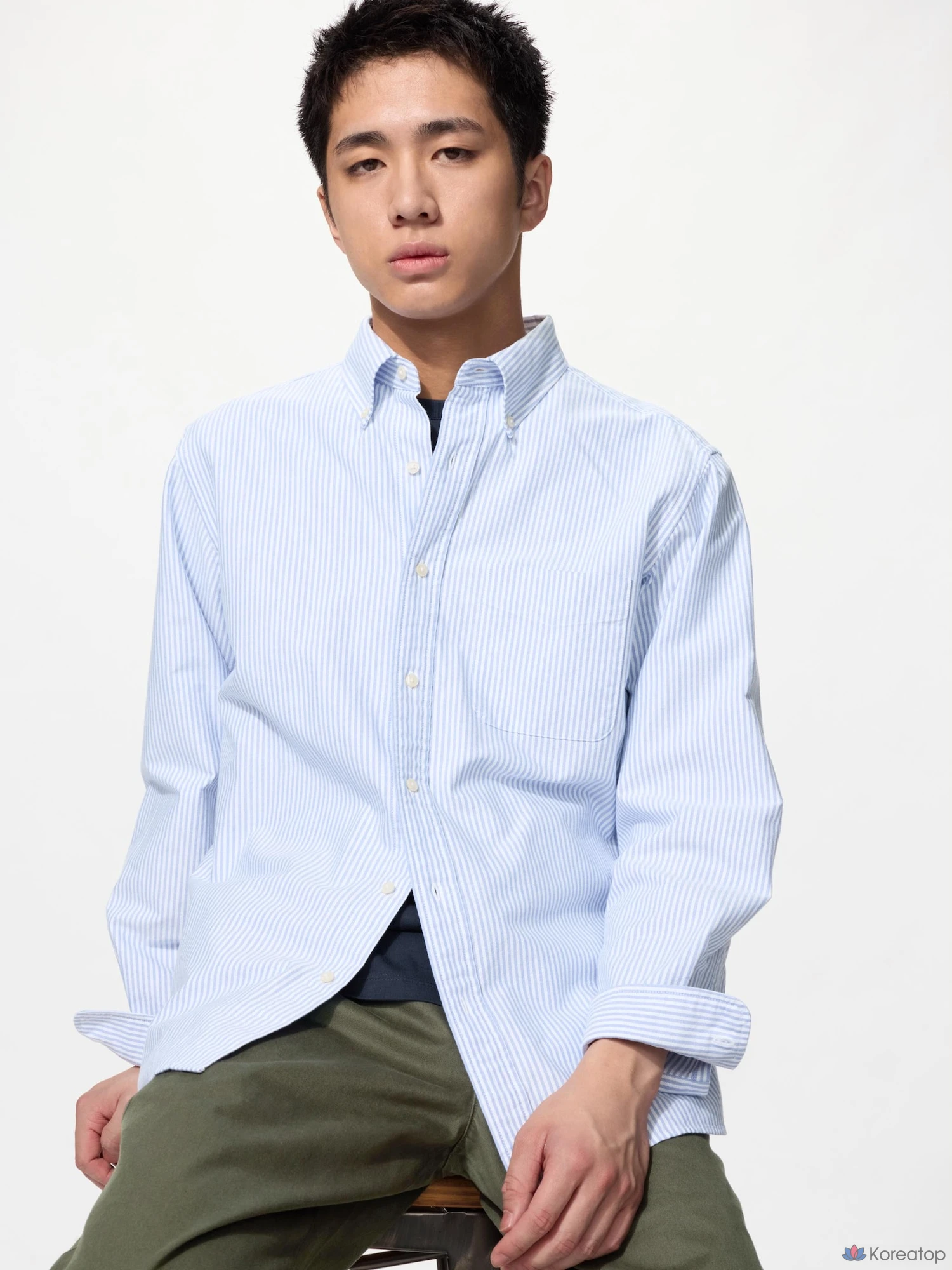 Рубашка Uniqlo Oxford Shirt, в полоску