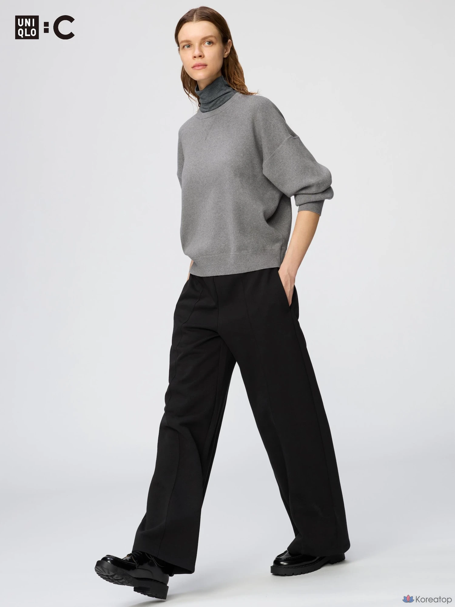 Брюки Uniqlo Sweat Straight Pants, удлиненные, длина 74-77 см