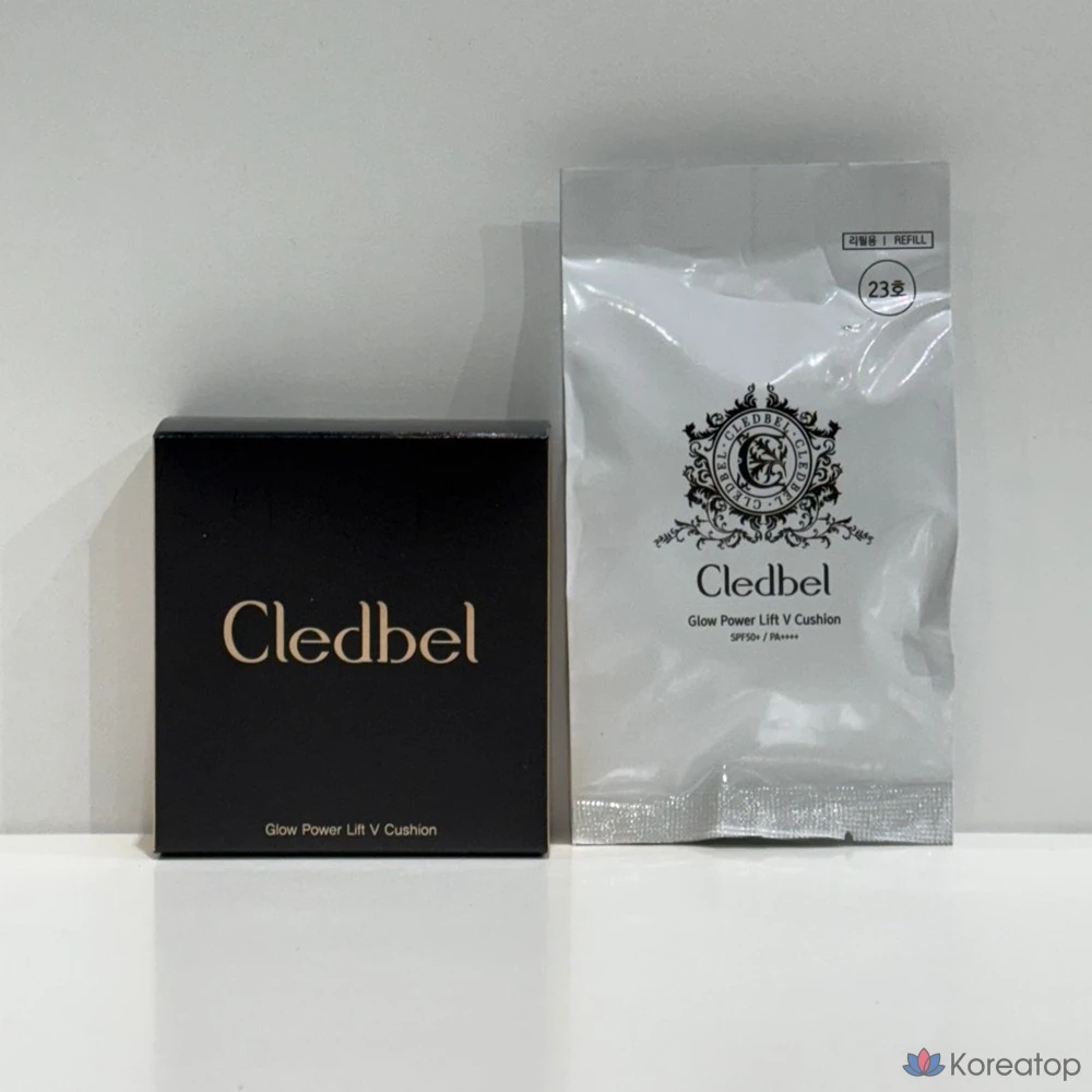 Тональный крем Cledbel Glow Power Lift V Cushion в черном футляре (основной продукт + сменный блок, № 23, 1 шт.)