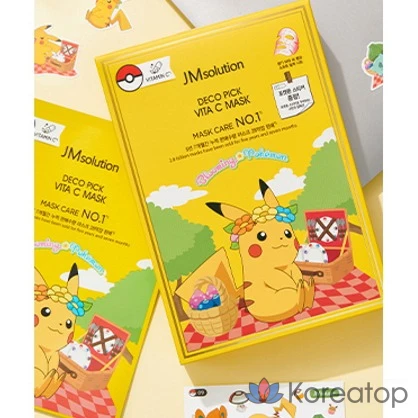 Набор масок JM Solution Pokemon Decopic Vita C + наклейки Dakku, 10 листов, 3 упаковки., фото 4