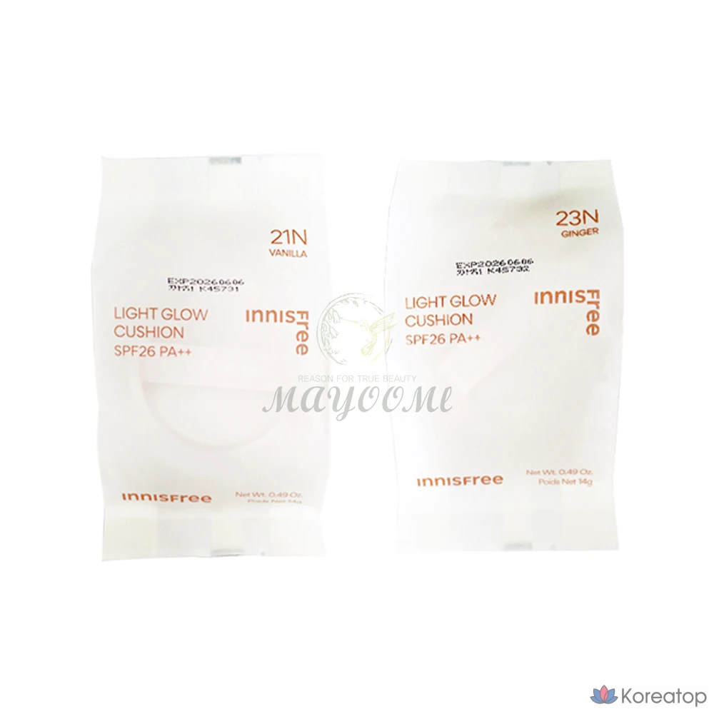 Сменный блок тонального крема Innisfree Light Glow Cushion, 14 г, имбирь, 1 шт.