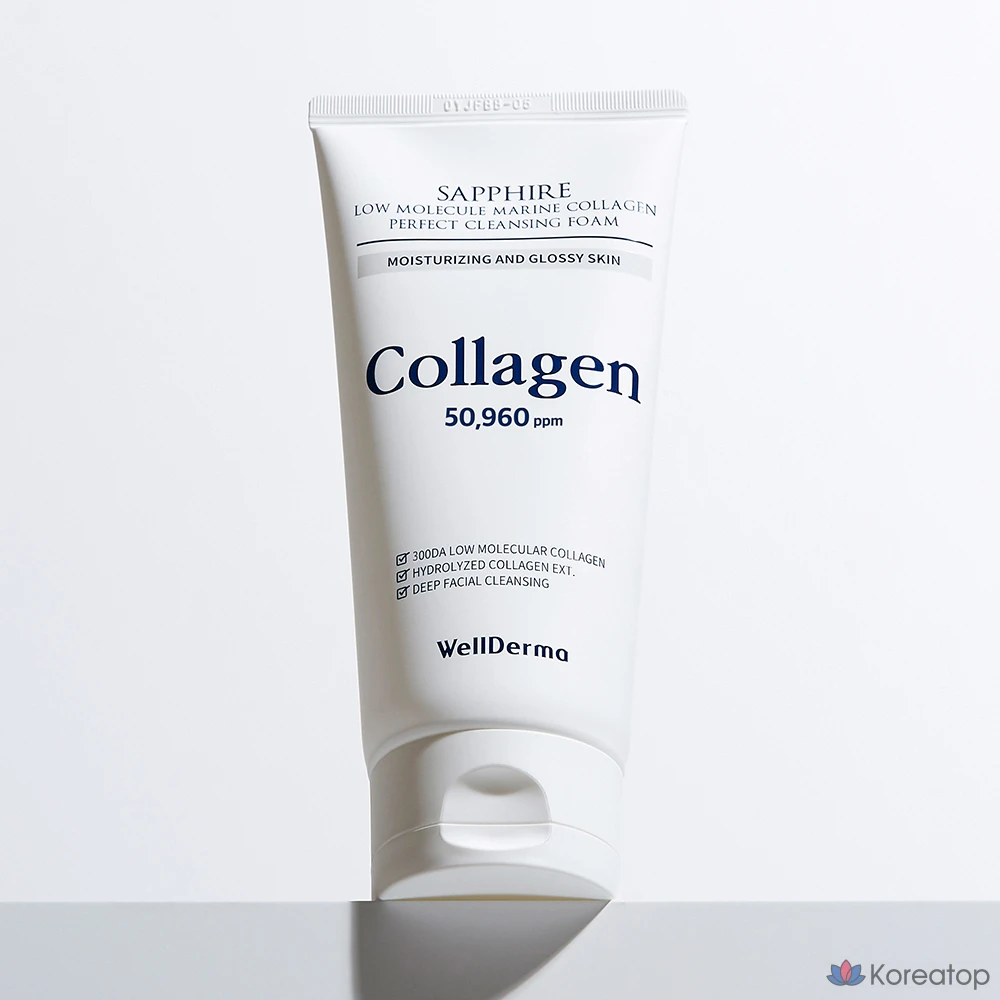 Очищающая пенка WellDerma Sapphire Low Molecular Marine Collagen Perfect Cleansing Foam, 1 шт., 150 г