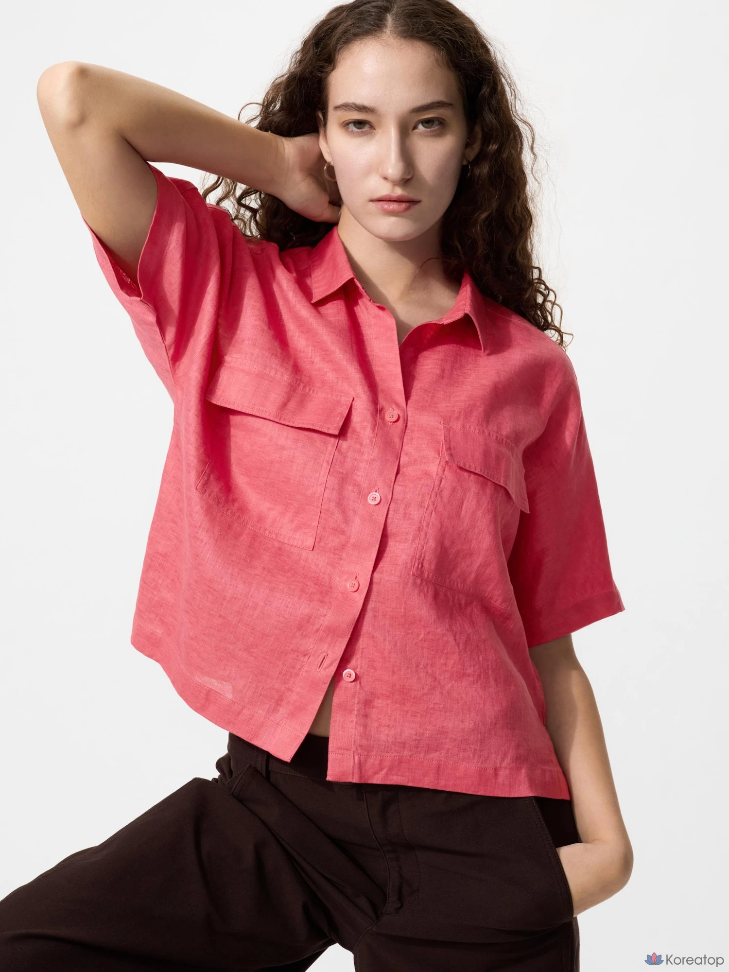 Рубашка Uniqlo Premium Linen Skipper Boxy Shirt (Short Sleeve)