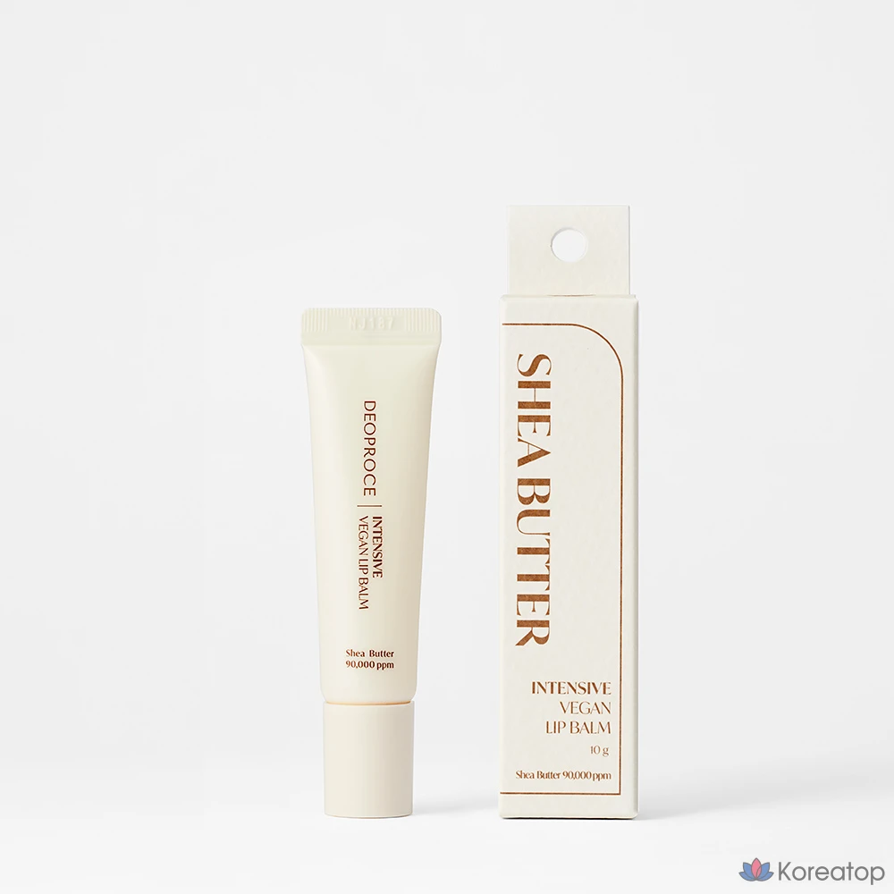 Интенсивный веганский бальзам для губ Deoproce с маслом ши, 10 г, без отдушек, 1 шт.