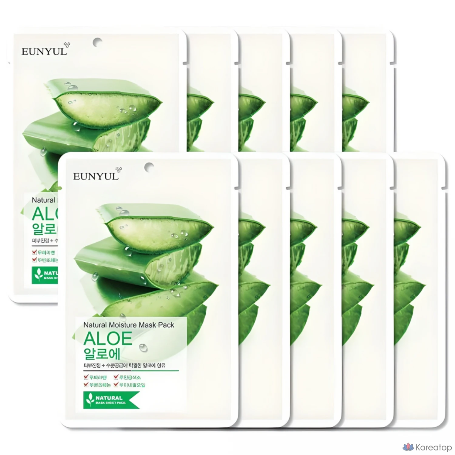 Набор натуральных масок с алоэ вера Eunyul, 1 упаковка, 30 штук.
