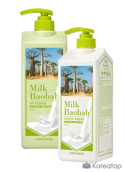 Шампунь Milk Baobab с лаймом и базиликом, 1000 мл, 1 шт.