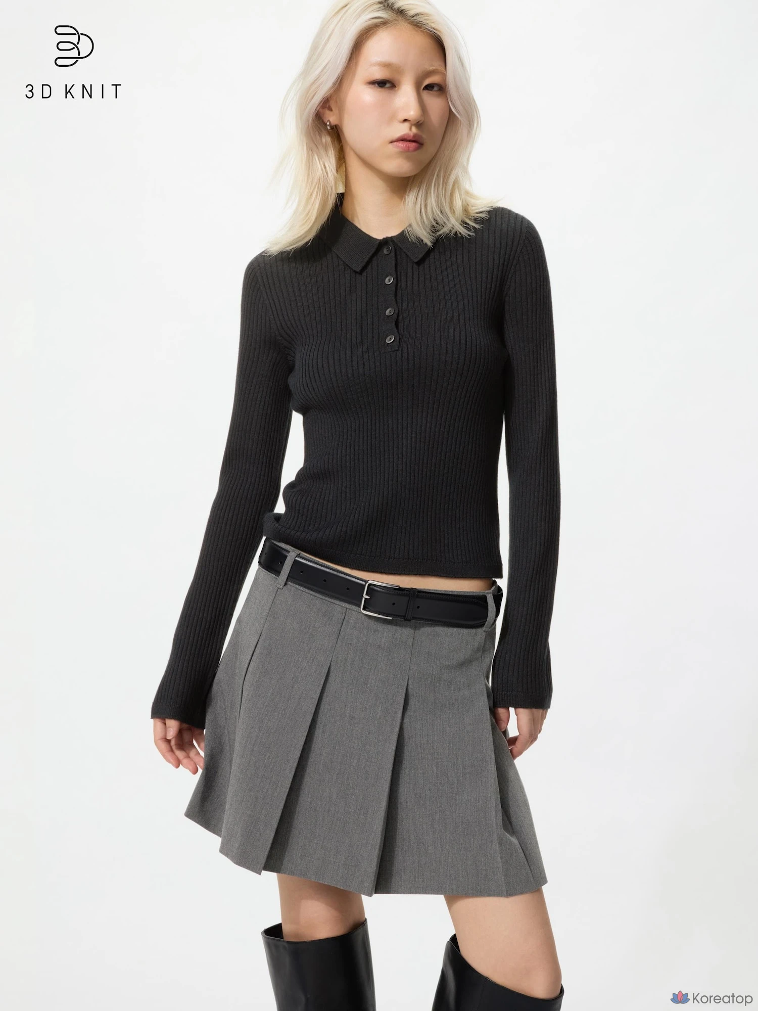 Свитер поло Uniqlo 3D Knit Merino Blend Rib Polo Sweater