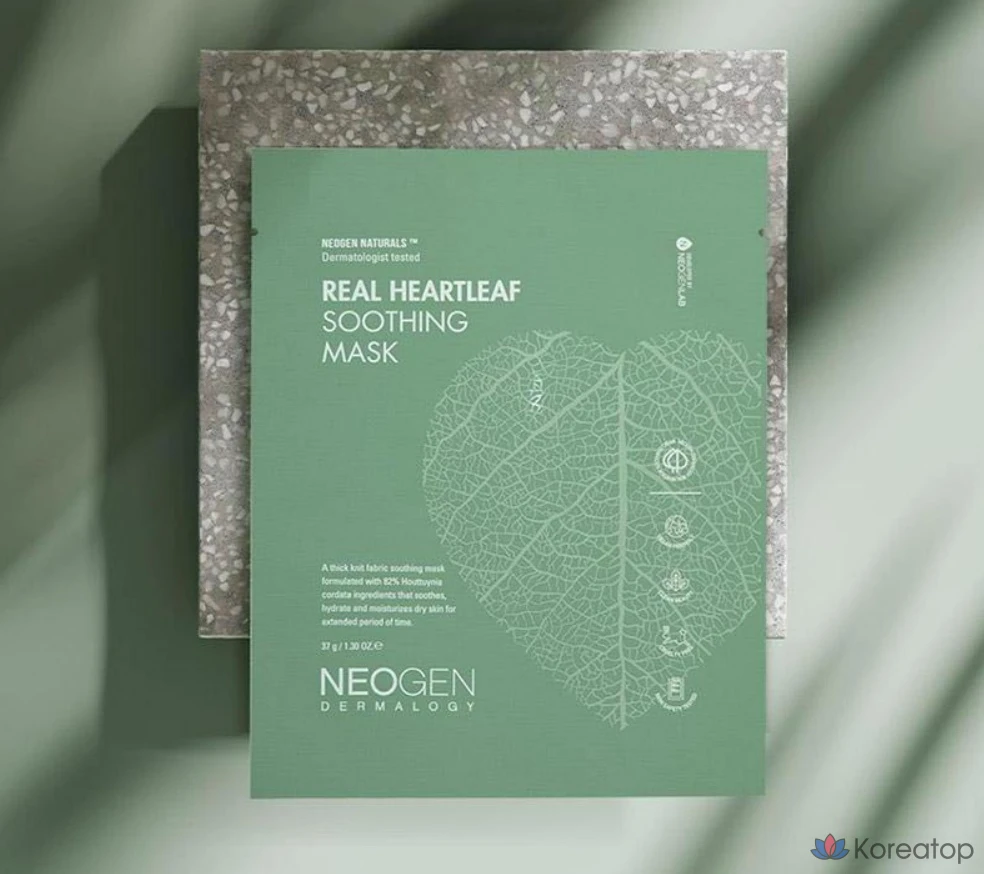 Успокаивающая маска Neogen Real Heartleaf, 1 упаковка, 4 упаковки, фото 3