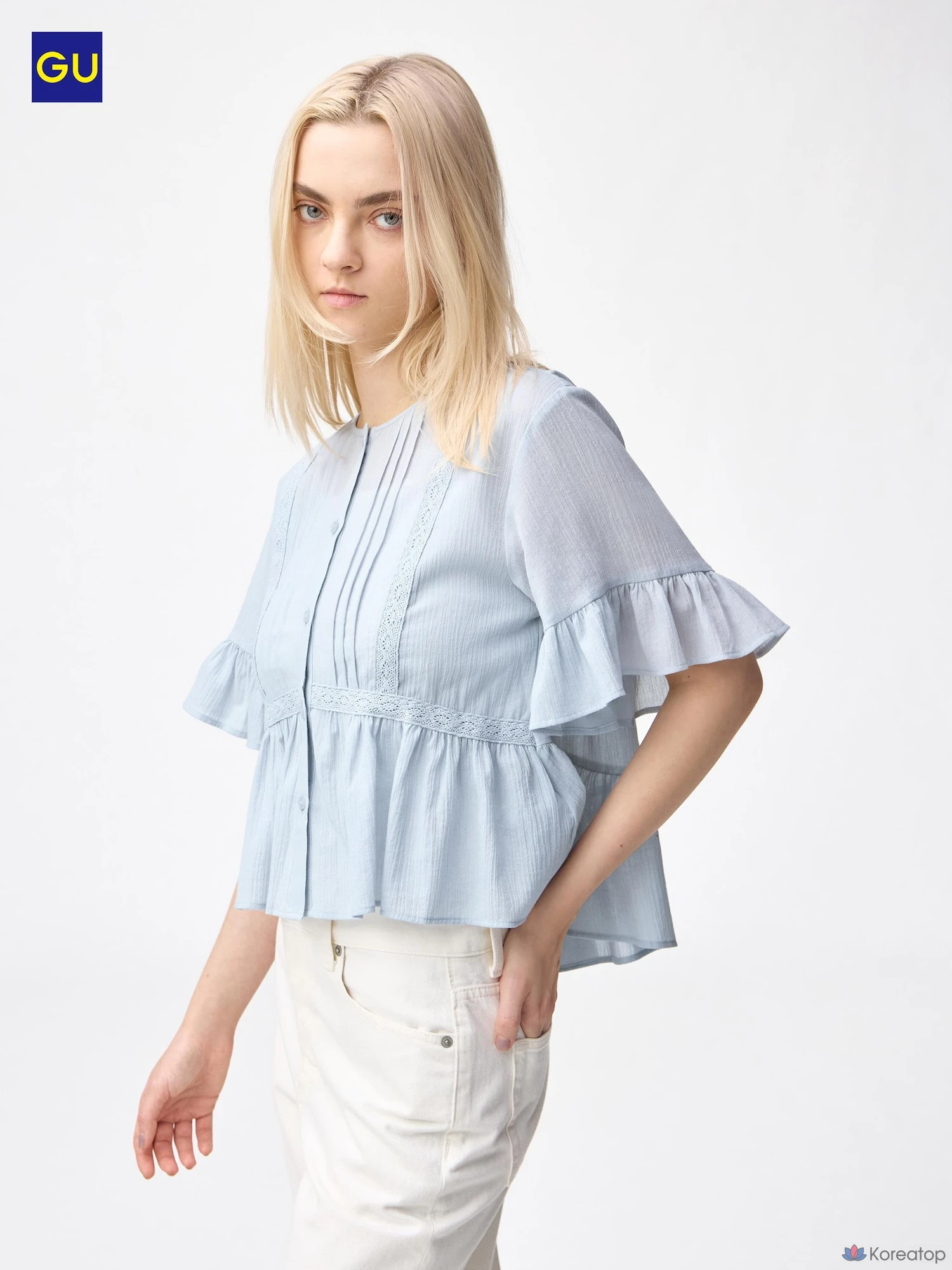 Блузка Uniqlo Lace Frill Blouse Short Sleeve