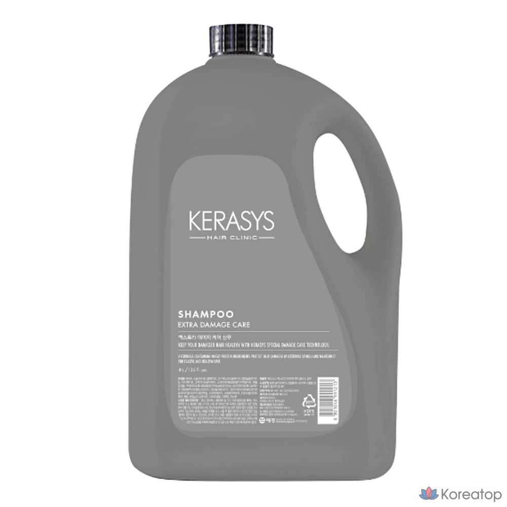 Шампунь KeraSys Hair Clinic Extra Damage Care для тусклых, вьющихся волос, 4 л, 1 бутылка.