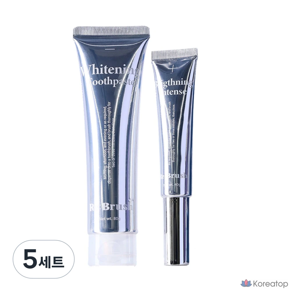 Набор для ухода Re:Brush Glow Teeth Whitening Kit (Teeth Whitening Gel 80 г + Intensive Whitening Toothpaste 40 г), 120 г, 5 шт.