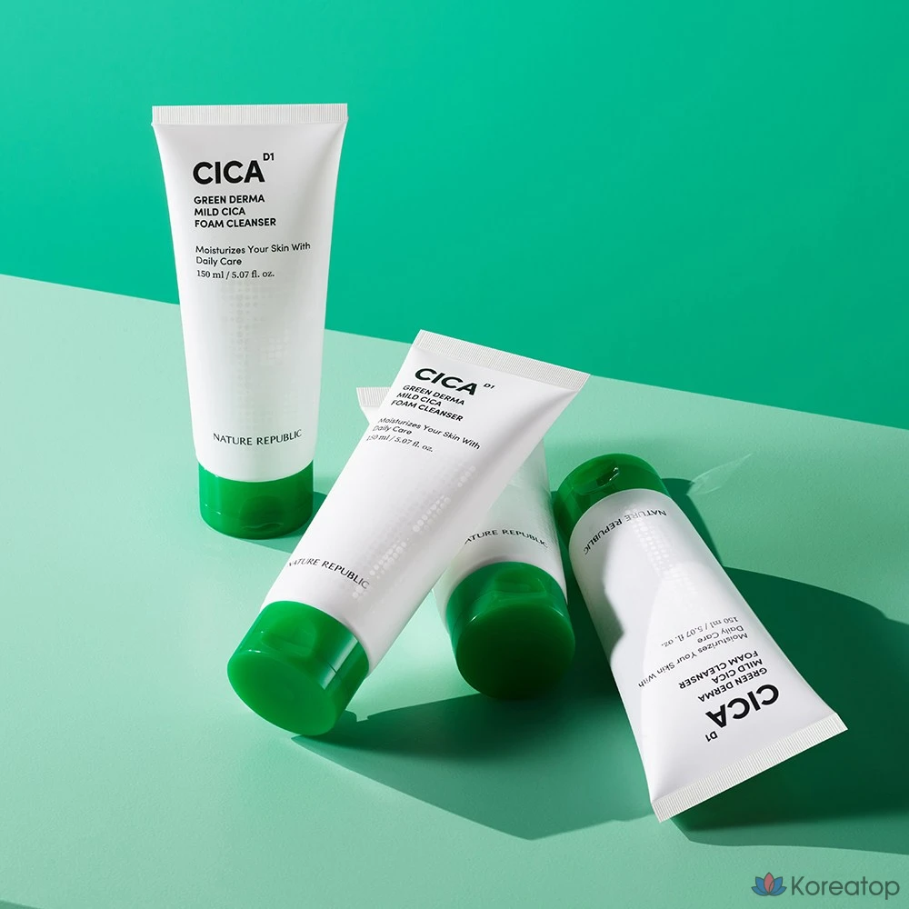 Очищающая пенка для лица Nature Republic Green Derma Mild Cica, 150 мл, 1 шт.