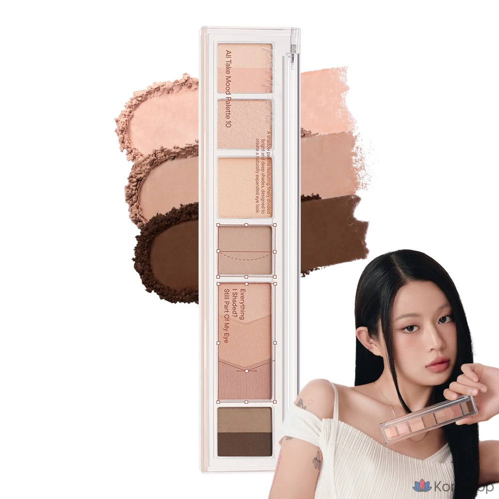 Палитра теней Peripera Alltake Mood Palette, 10 оттенков Green Goat, Is That My Eye?, 1 шт.