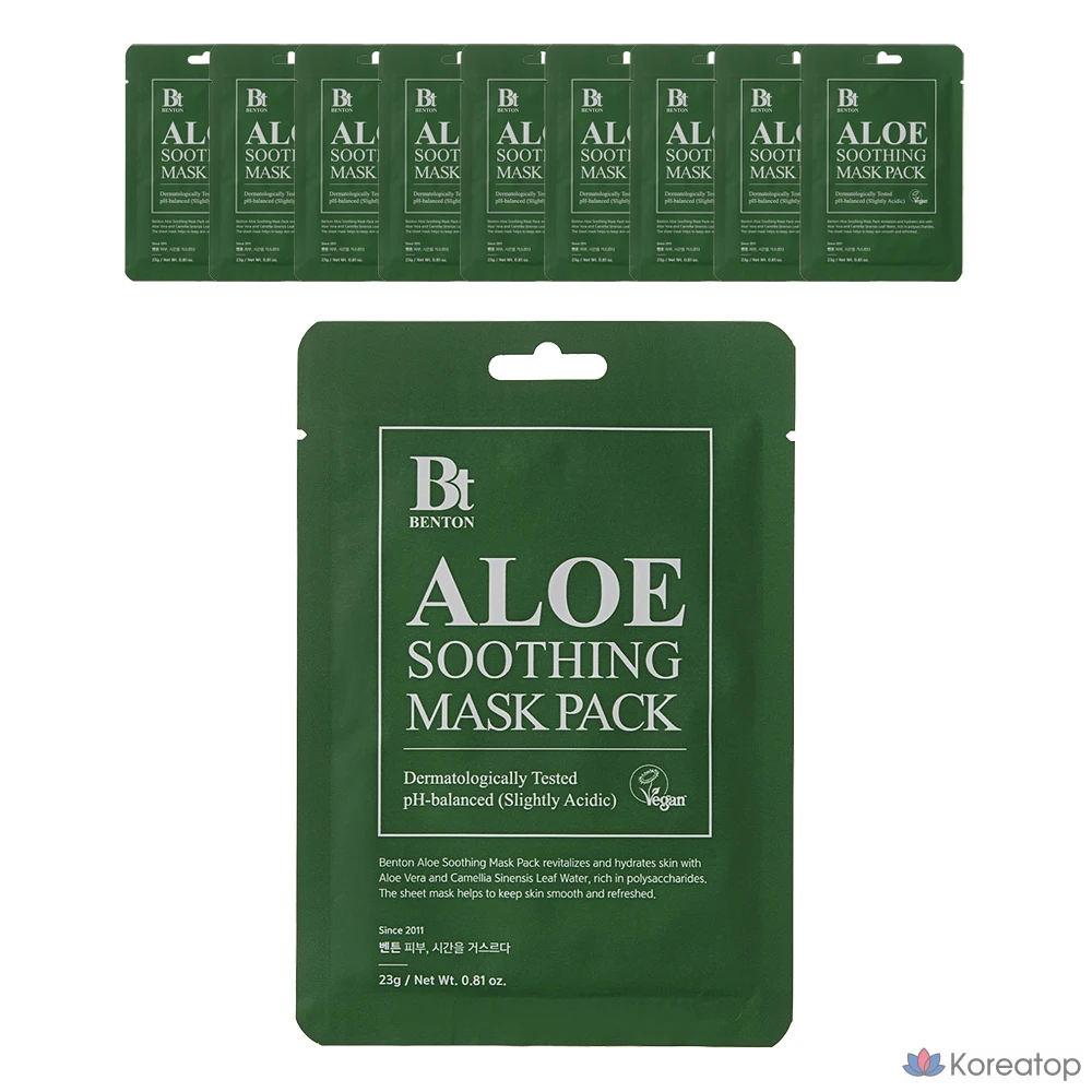 Набор успокаивающих масок с алоэ вера Benton, 1 упаковка (10 шт.)
