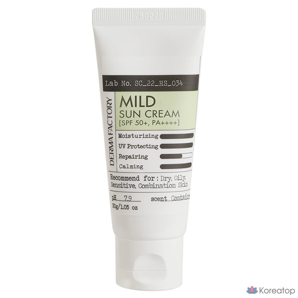 Солнцезащитный крем Derma Factory Mild Cypress SPF50+ PA++++, 30 г, 1 шт.