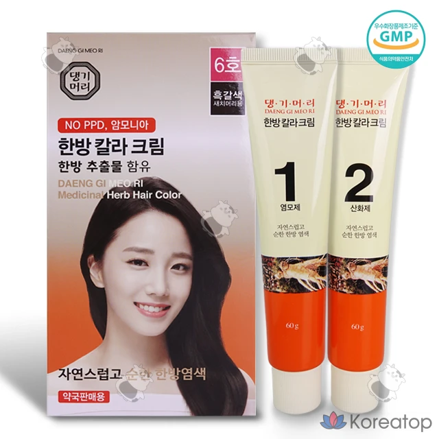 Восточный красящий крем Danggi Meori, № 6 - темно-коричневый, 1 шт.