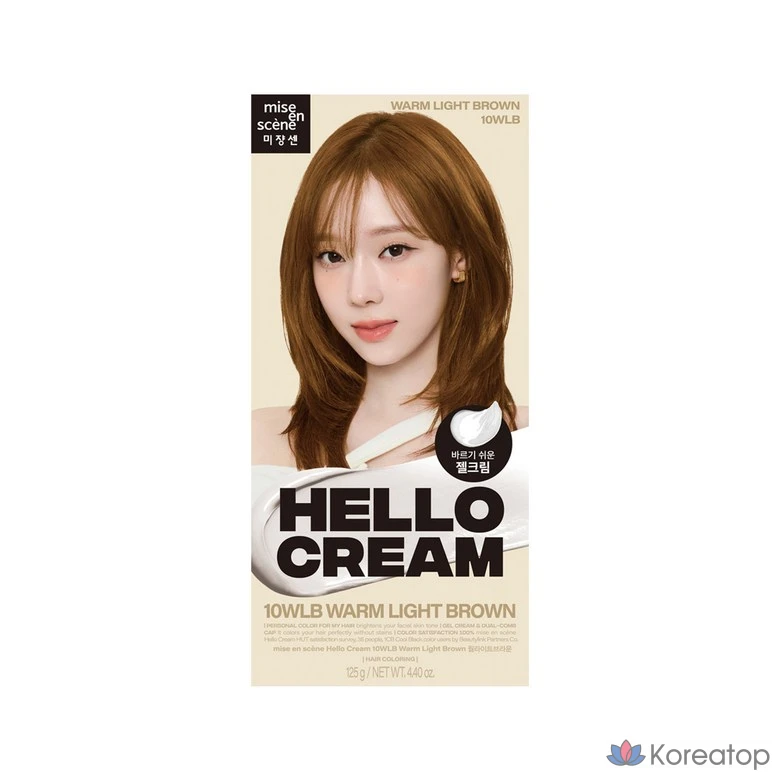 Mise en Scene New Hello Cream, краска для волос №1, 10WLB, теплый светло-коричневый, 1 шт.