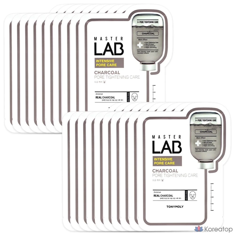Маска для лица Tony Moly Master Lab с древесным углем, 20 листов, 1 упаковка.
