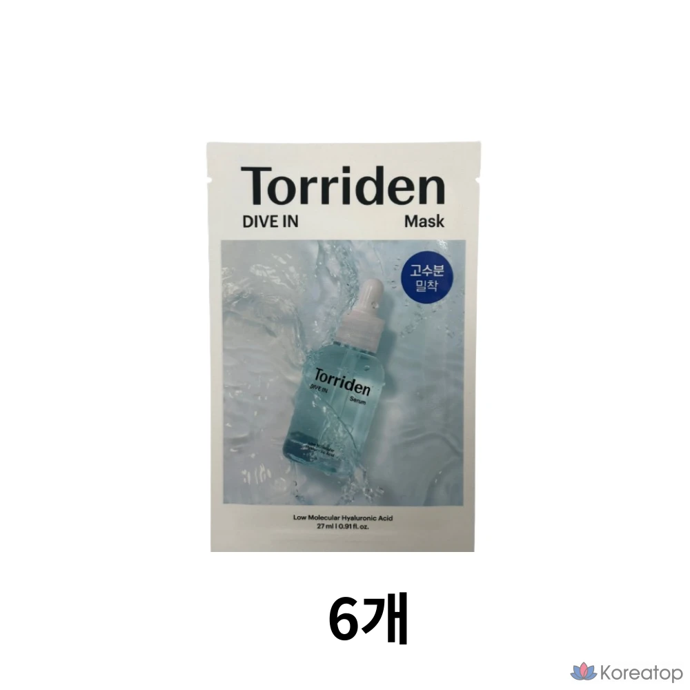 Маска для лица Torriden Dive-in с низкомолекулярной гиалуроновой кислотой, 27 мл, 6 шт., 1 упаковка