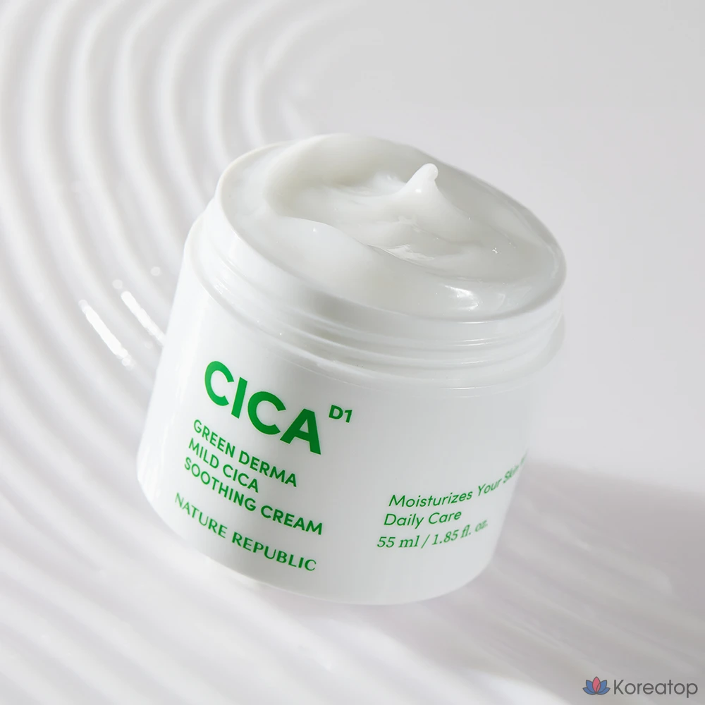 Успокаивающий крем Nature Republic Green Derma Mild Cica, 55 мл (2 шт.), 9 мл (5 наборов), фото 2