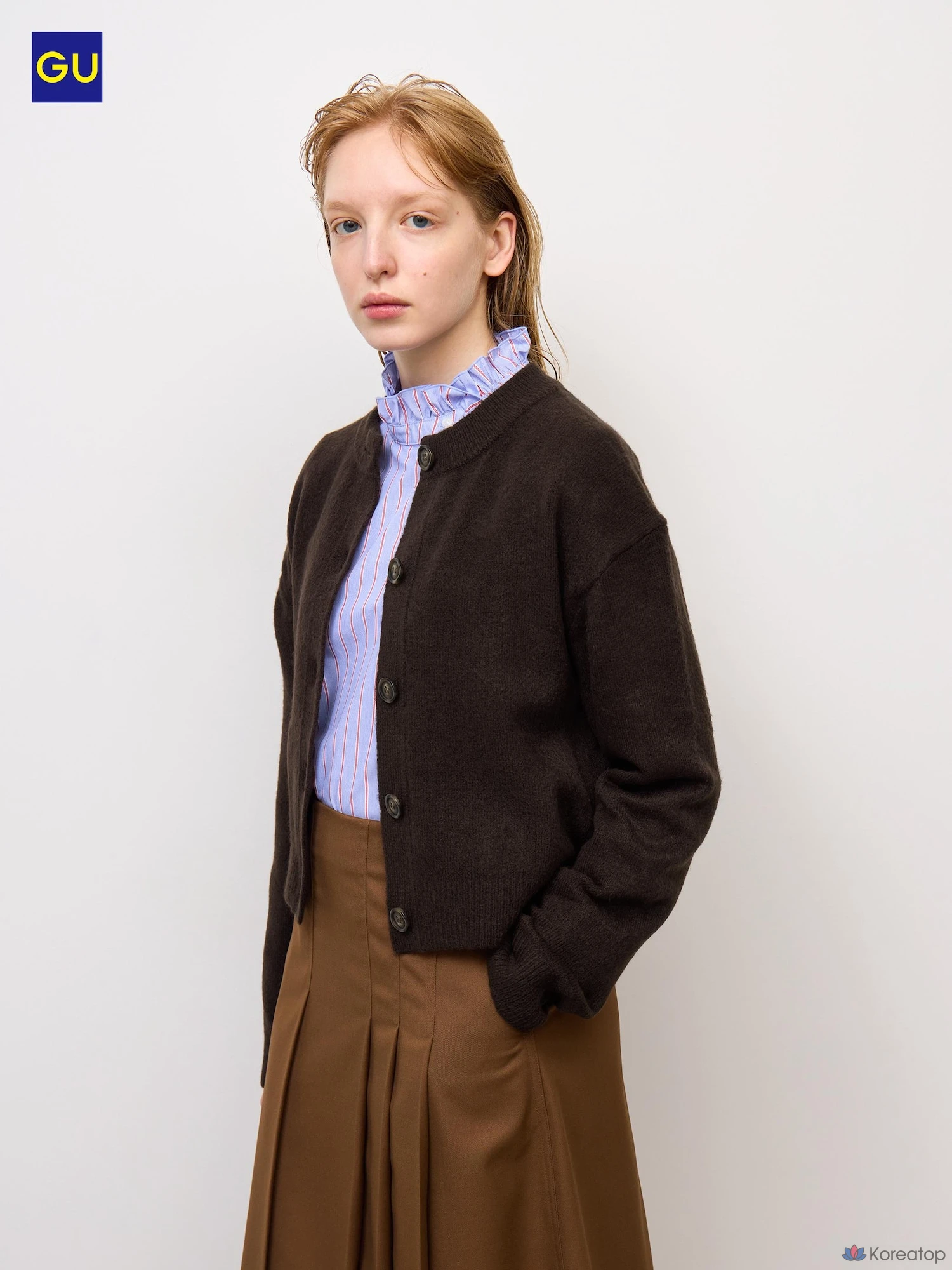 Кардиган Uniqlo Puffy Touch Knit Crew Neck