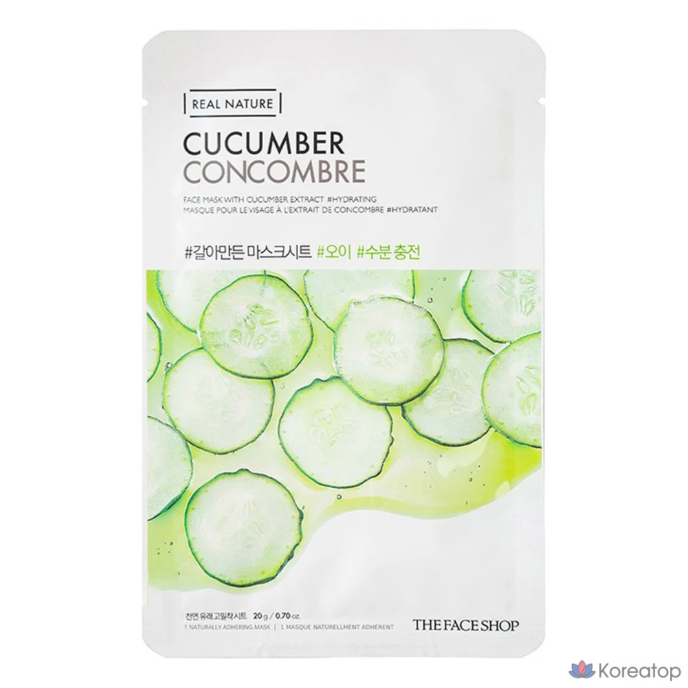 Тканевая маска для лица The Face Shop с огурцом, 1 упаковка, 1 шт.