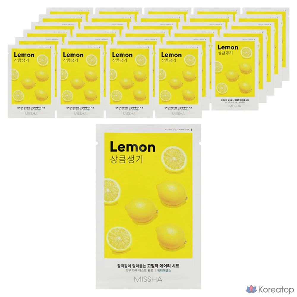 Тканевая маска для лица Missha Airy Close-Fit с ароматом лимона, 1 упаковка, 100 штук.