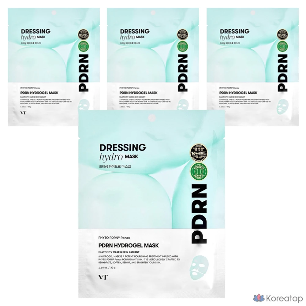 Гидрогелевая маска VT Cosmetic PDRN, 33 г, 1 упаковка, 4 штуки