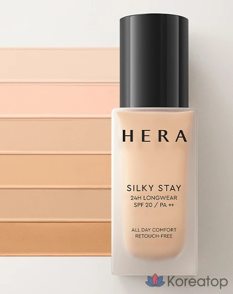 Тональный крем Hera Silky Stay 24H Longwear Foundation, оттенок 19N1 Light Vanilla, 30 г, 1 шт., фото 5