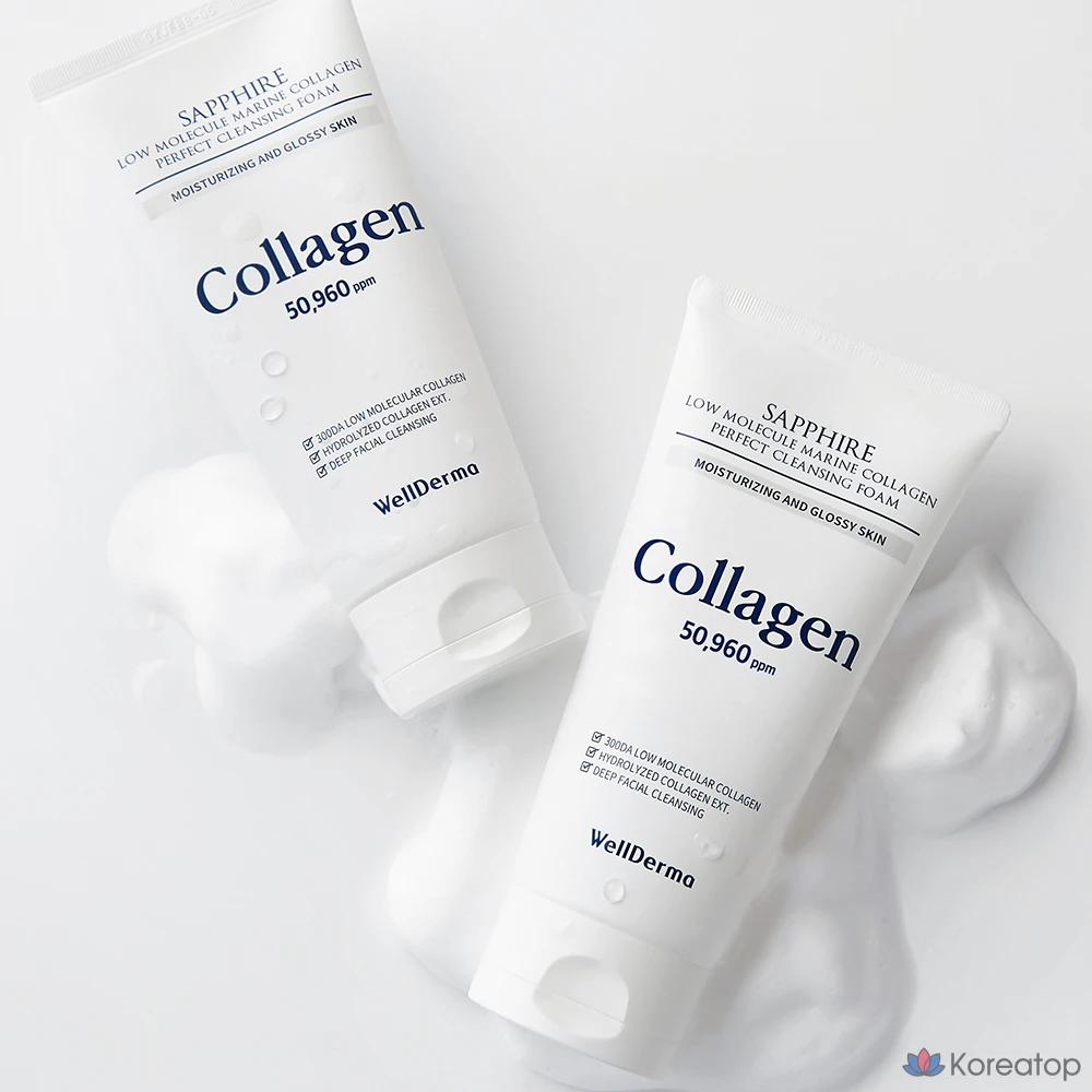Очищающая пенка WellDerma Sapphire Low Molecular Marine Collagen Perfect Cleansing Foam, 1 шт., 150 г