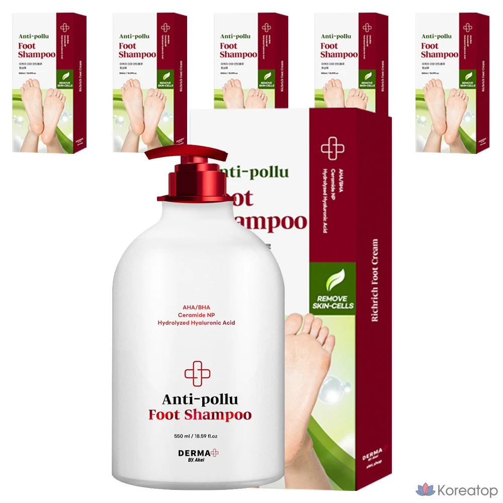 Шампунь для ног Akei Derma+ против загрязнения воздуха, 1 упаковка, 6 флаконов, 550 мл