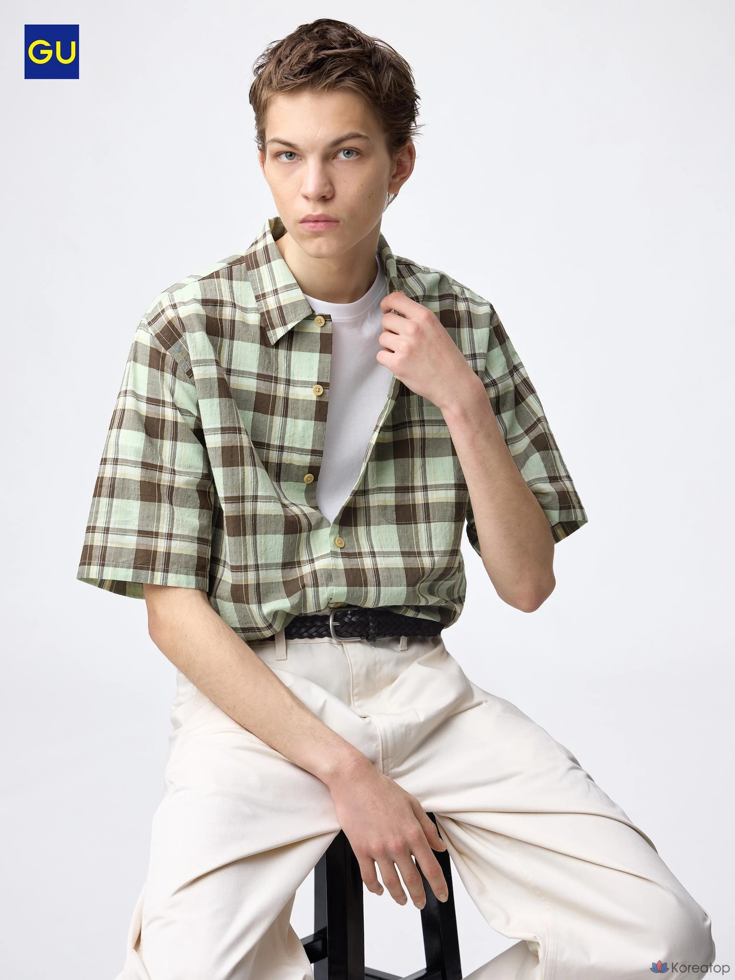 Рубашка Uniqlo Texture Pattern Short Sleeve Shirt