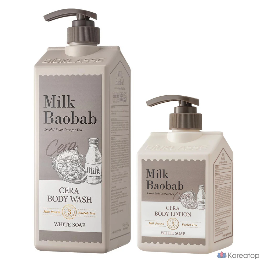 Гель для душа Milk Baobab Cera (белое мыло) 1200 мл + Лосьон для тела Cera (белое мыло) 600 мл, 1 шт.