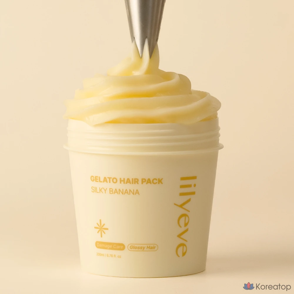 Восстанавливающая маска для волос Lilyeve Repair Gelato Hair Pack Silky Banana с высоким содержанием протеина для поврежденных волос, содержит экстракт морских водорослей, 1 шт., 200 мл