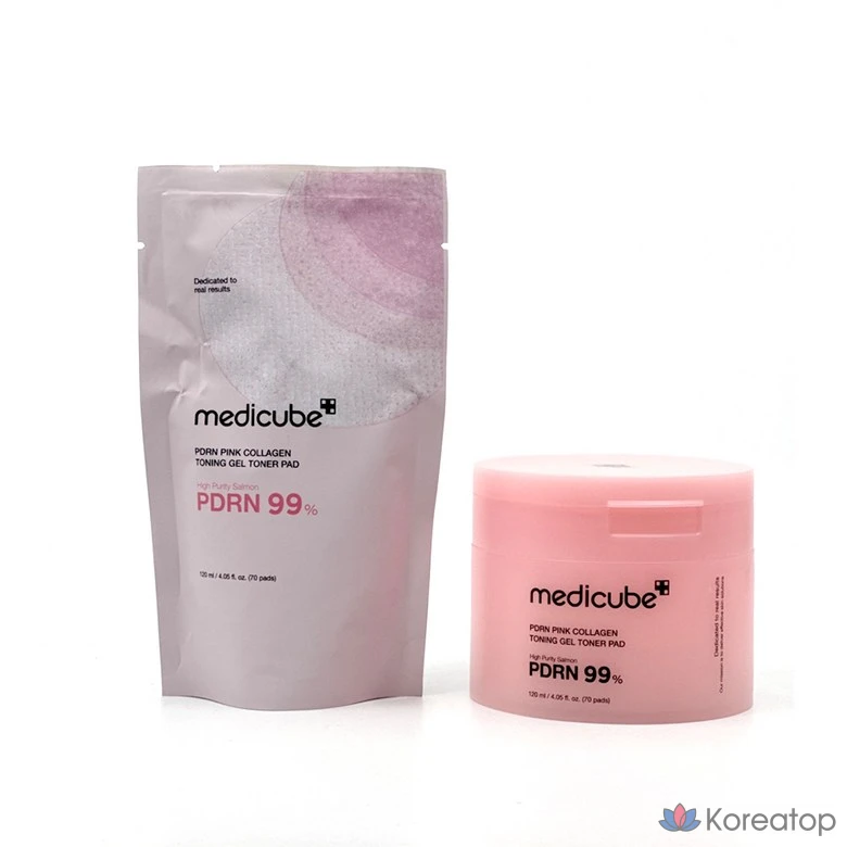 Тонизирующие гелевые подушечки Medicube PDRN с розовым коллагеном, 120 мл, 70 листов, 1 упаковка