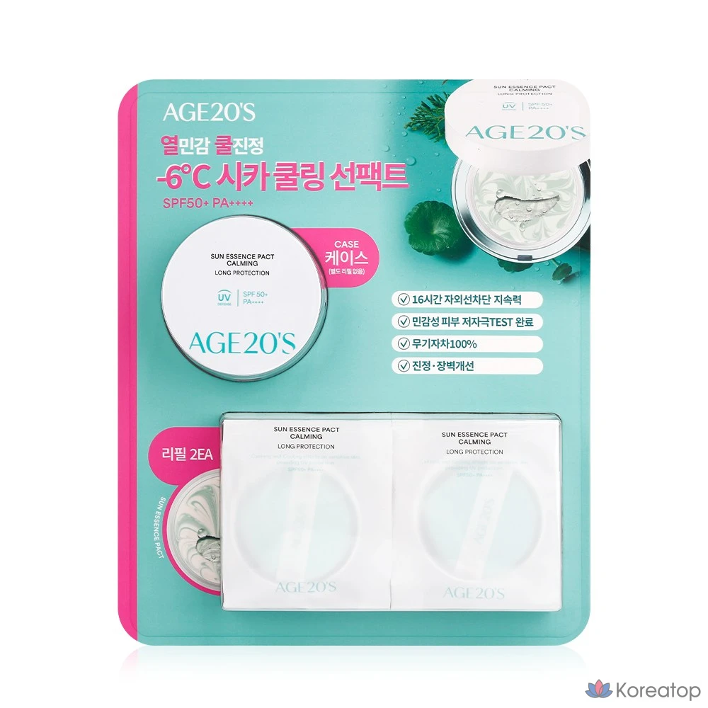 Солнцезащитный кушон AGE 20s Sun Essence Pact Calming Long Protection (основной + сменный блок), 12.5 г, 1 шт.
