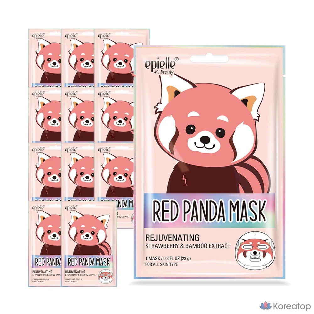 Набор масок Epielle с изображением красной панды, 12 штук, 1 упаковка