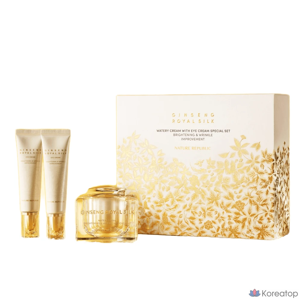 Nature Republic Ginseng Royal Silk Watery Cream с кремом для глаз, Golden Nutrition, 1 комплект.