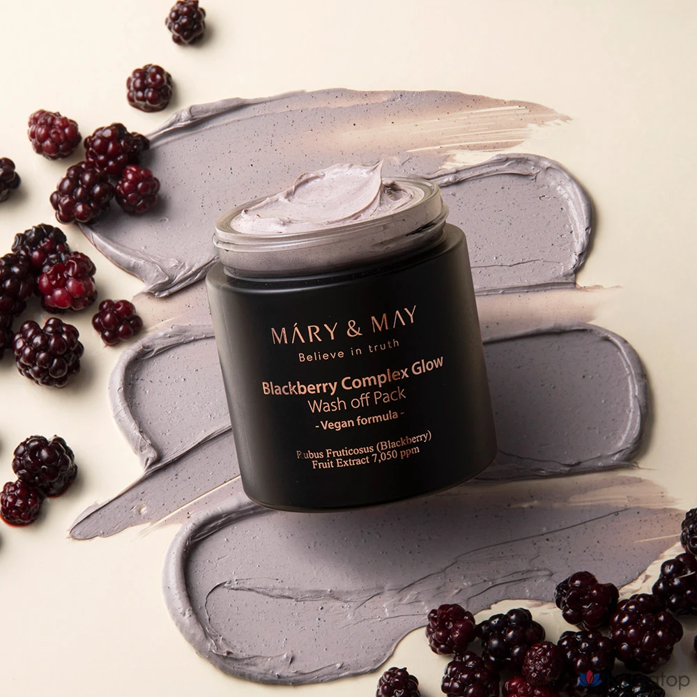 Смываемая маска для лица Mary&May Blackberry Complex Glow Wash-off Pack, 125 г, 5 шт., фото 3